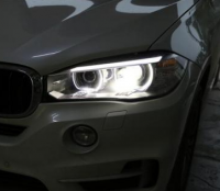 宝马X5车灯改装米石LED透镜,欧卡改装网,汽车改装