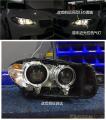 广州宝马5系假透镜改装LED透镜实现四近四远灯光案例,欧卡改装网,汽车改装